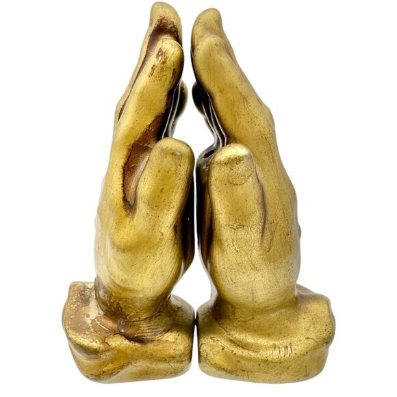 Vintage Gold Praying Hand-Shaped Salt and Pepper Shakers Collectible Religious - Picture 1 of 7